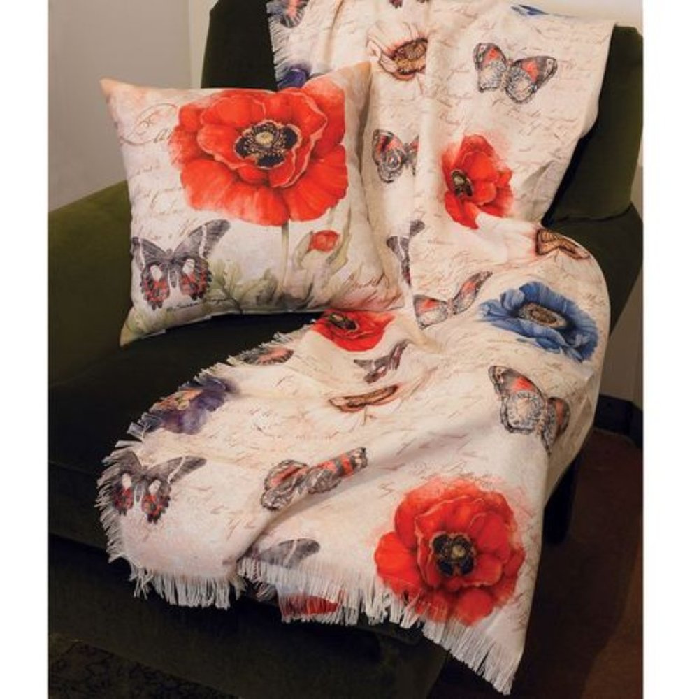 Harlequin poppy tapestry throw 50" x 60"